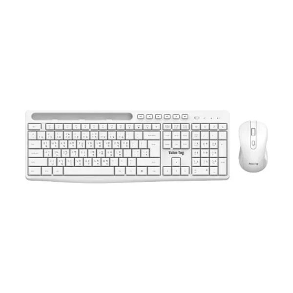 Value Top KMW1096W White Wireless Silent Office Keyboard & Mouse Combo with Bangla